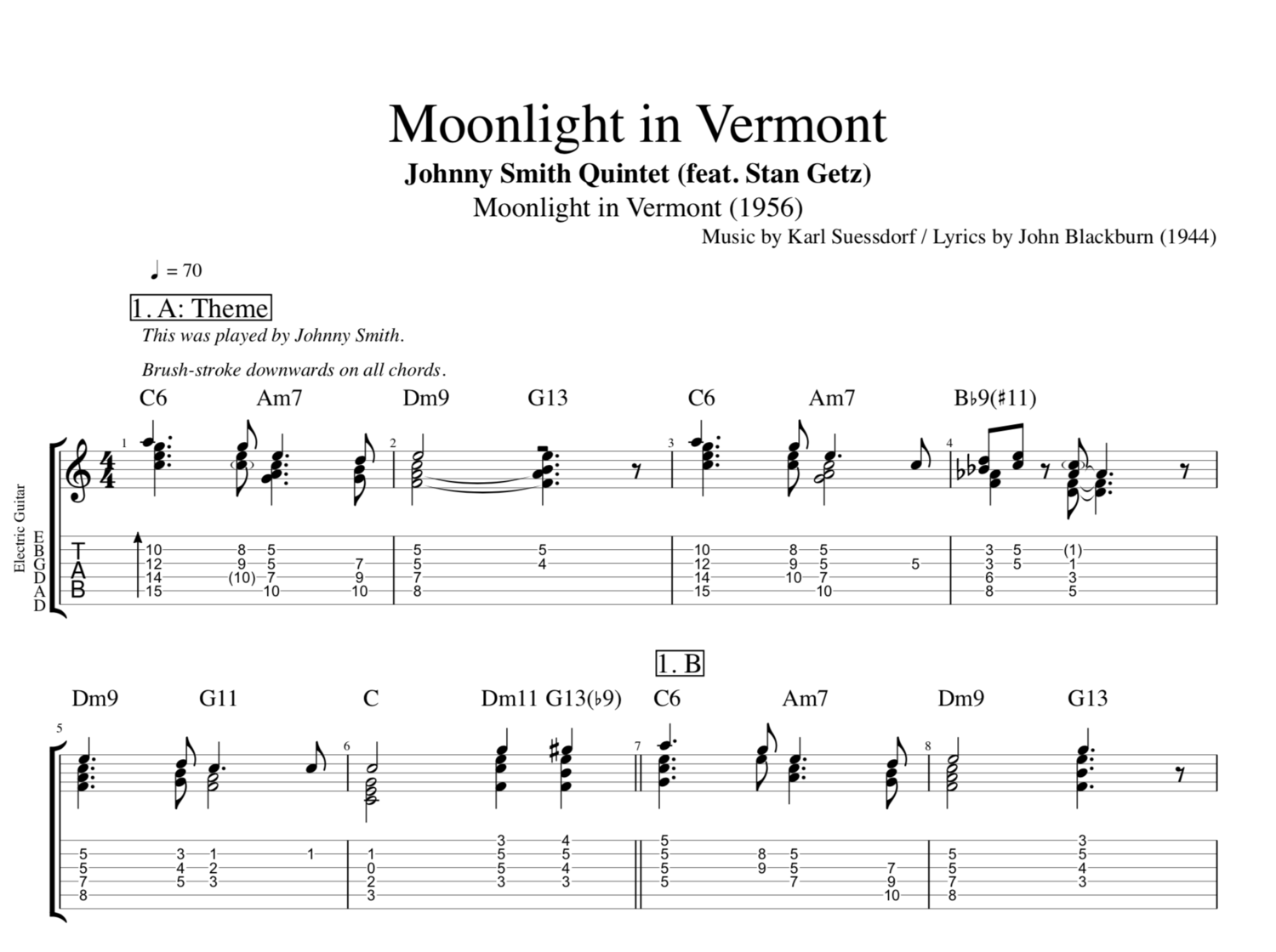 Guitar - II. 7 et 8 CORDES, Guitar&Bass, impro/compo, investigations / 5 Fingers No Nail Moonlight+in+Vermont+G+Johnny+Smith+Stan+Getz+guitar+tab+tabs+chords+double+bass+jazz+saxophone+tenor+transcription+chords+sheet+music