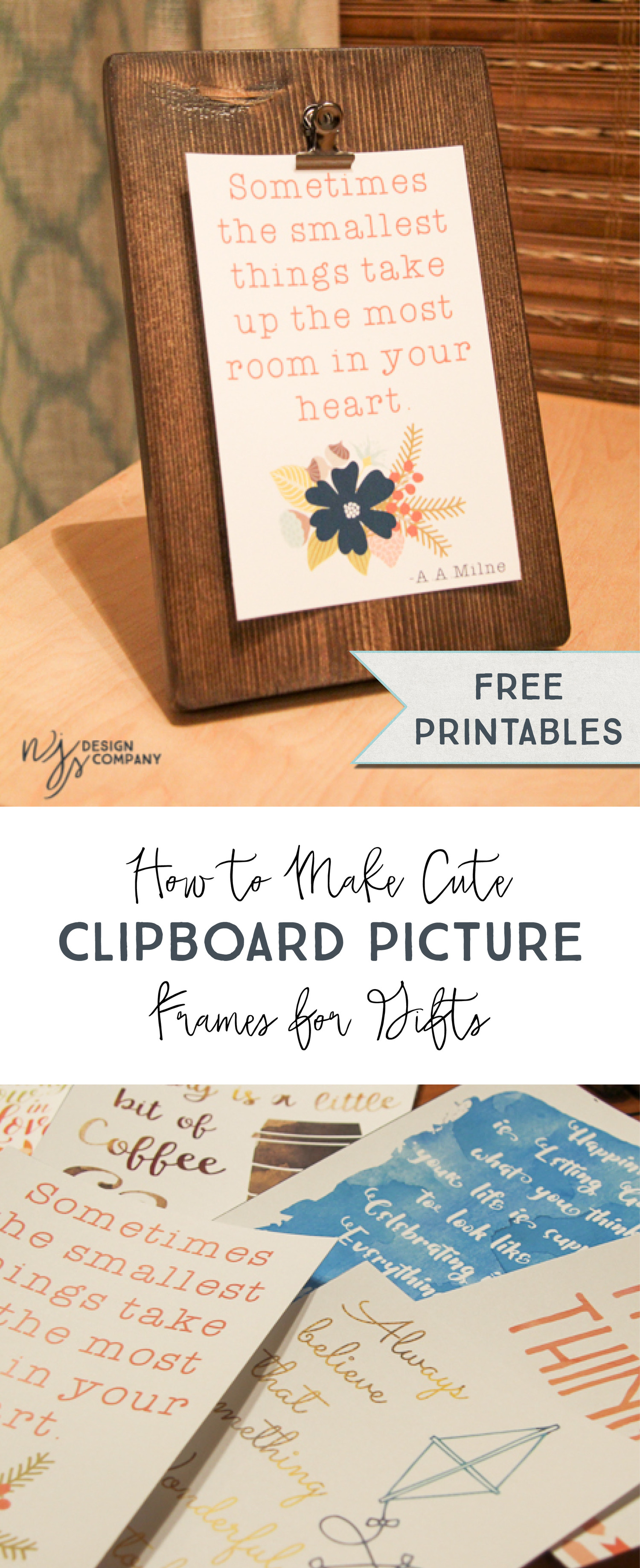 Easy Gift- How to make wooden clip picture frames (with Free Printables)