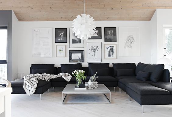 Image result for black and white living room