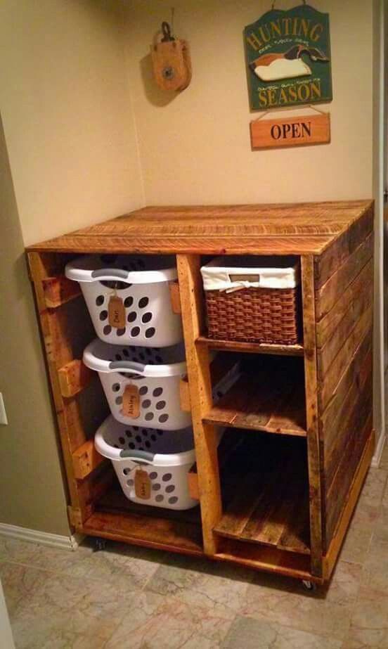 recycled pallet laundry organiser