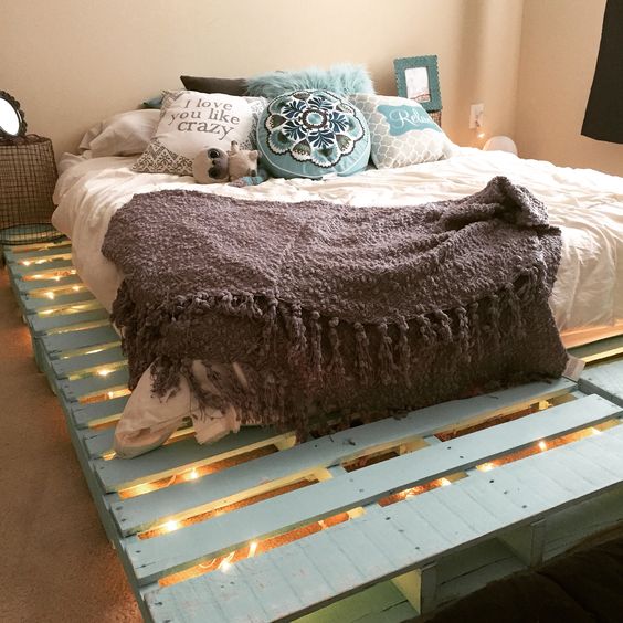 re-purposed pallet bed frame