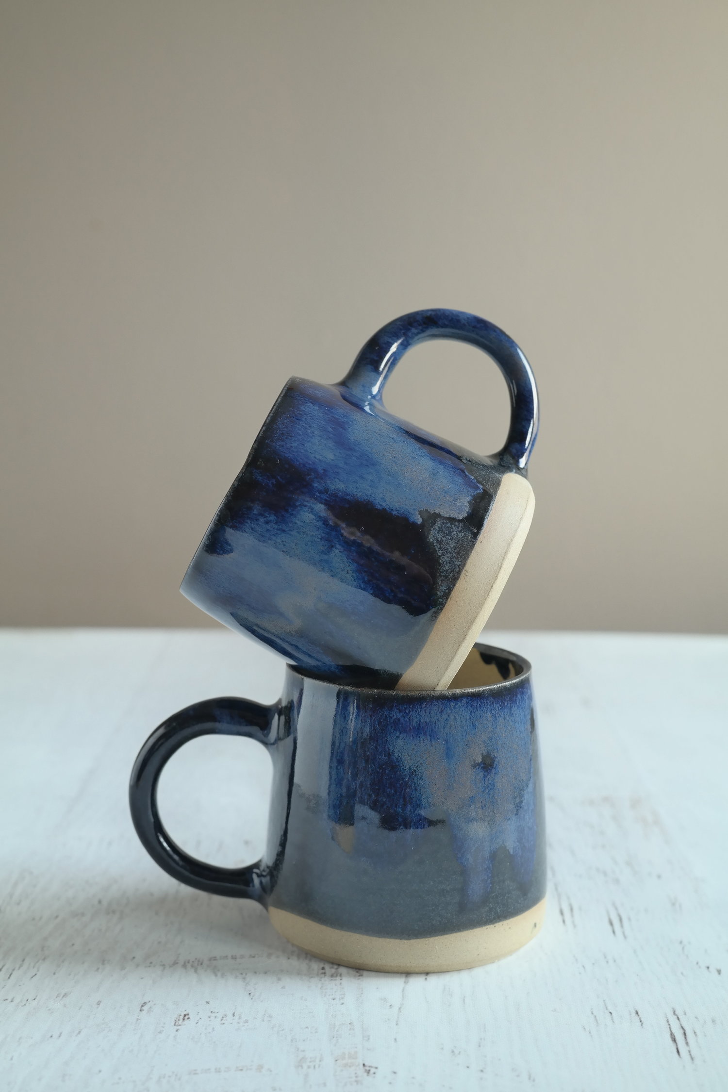 Coffee Lover Pottery Mug Gift for Her Handmade Mug Gift for Him POTTERY MUG HANDMADE blue handmade pottery whimsical surreal cup mug