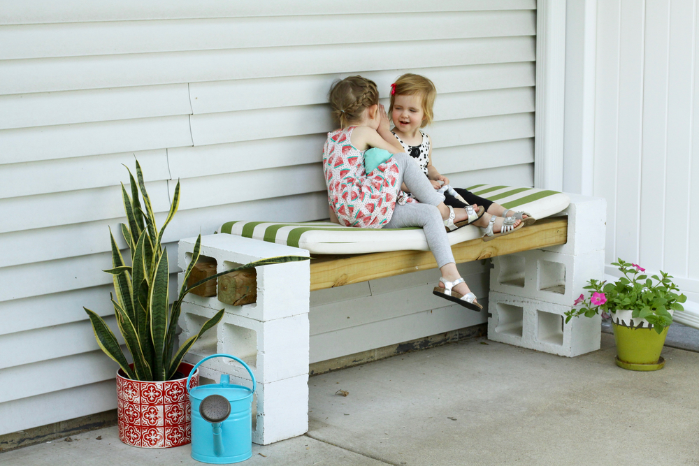 Easy DIY Outdoor Bench from Cinder Blocks