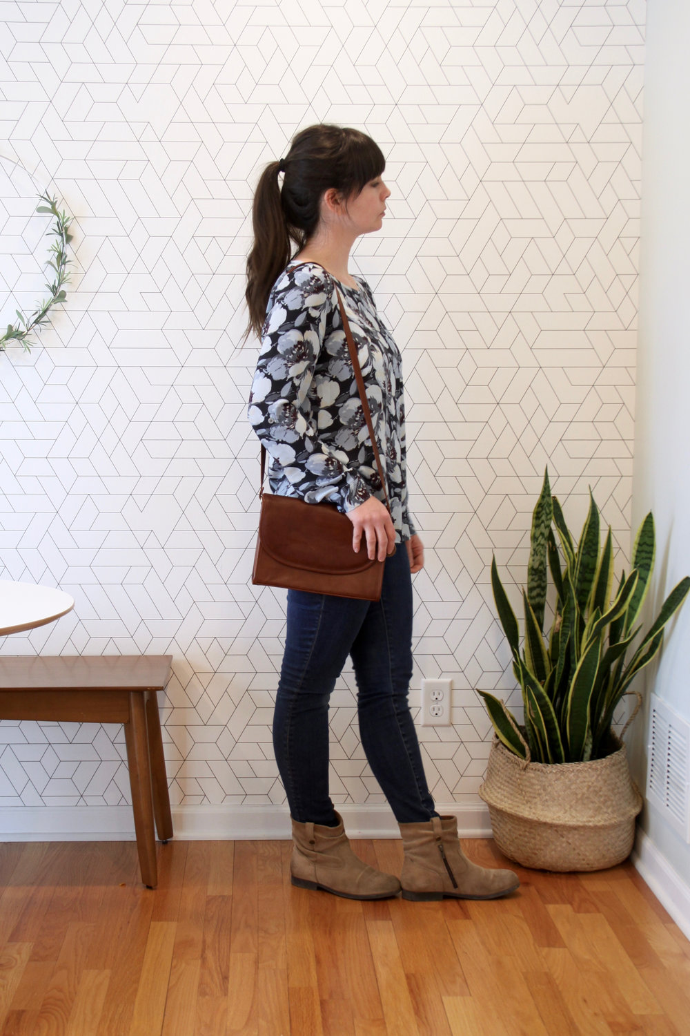 Spring 10x10 Challenge Floral Blouse and Skinny Madewell Jeans