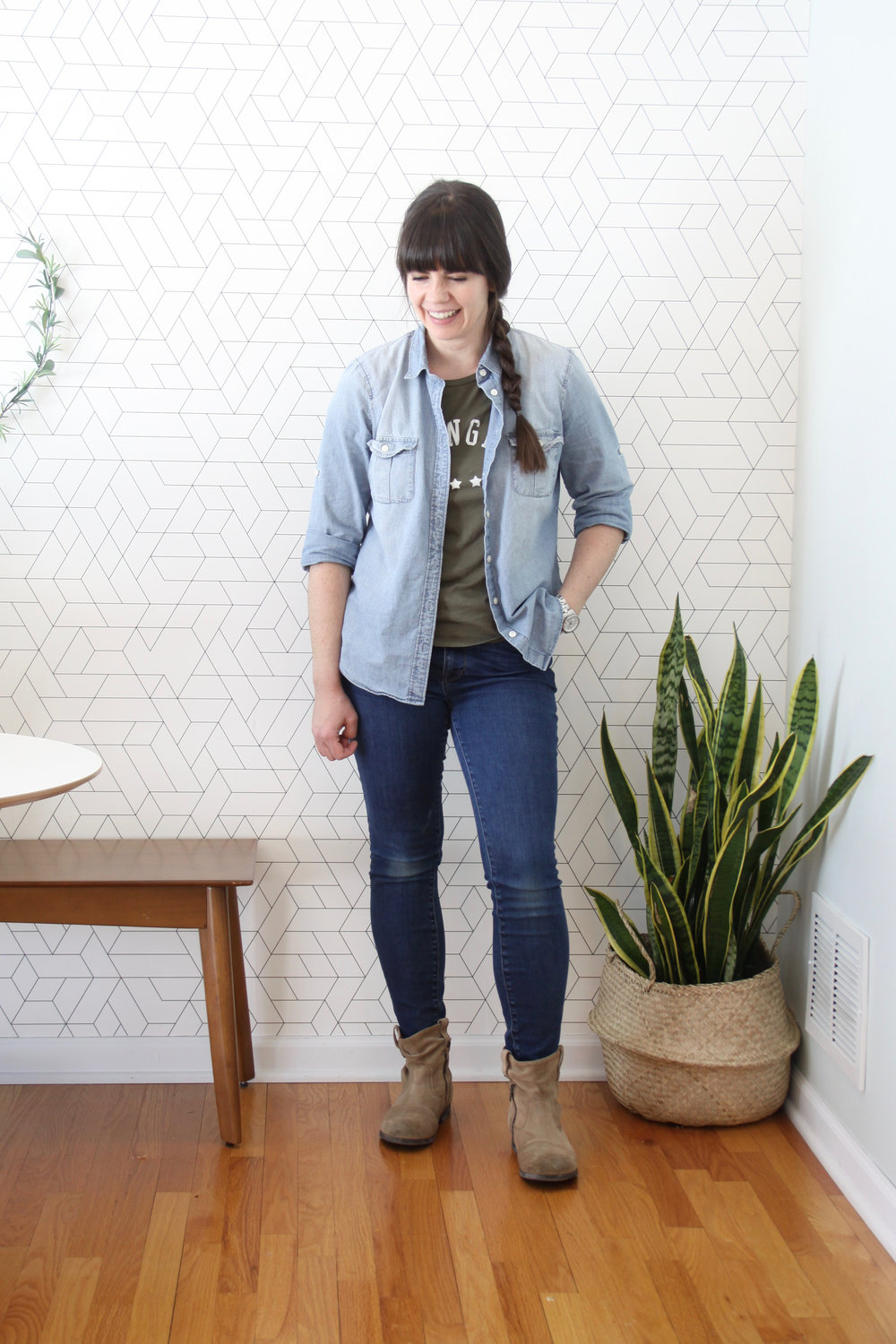 Spring 10x10 Wardrobe Challenge Chambray with Madewell Skinny Jeans