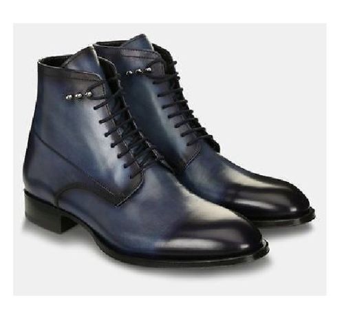 Navy blue Ankle leather Boots CMB-06 