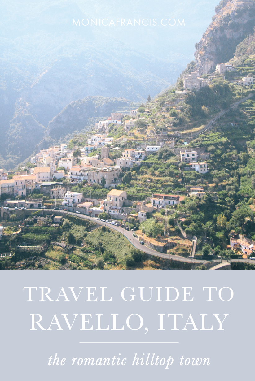 Ravello, Italy Travel Guide | Things to see, where to eat, what to wear and what to do in this romantic, sky-high town on the Amalfi Coast - for a day trip or a longer stay. | A perfect honeymoon destination. | Villa Cimbrone, Terrace of Infinity | The Best Hotels and Restaurants in Ravello, Italy | Where to Stay | What to Wear | What to Pack | Where to go for Aperitivo | Ravello Day Trip from Positano