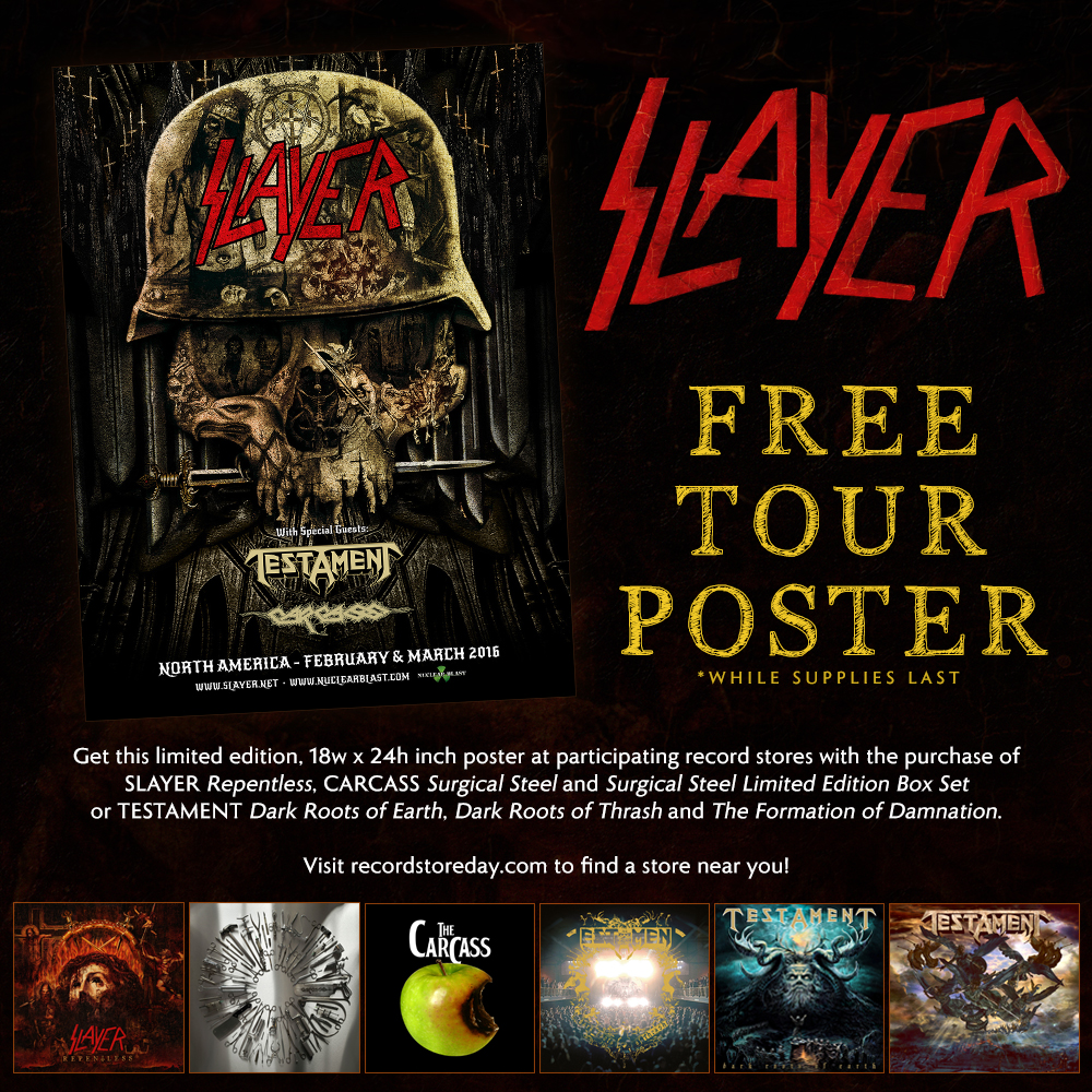 SLAYER TOUR POSTER GIFT WITH PURCHASE — Slayer Repentless The