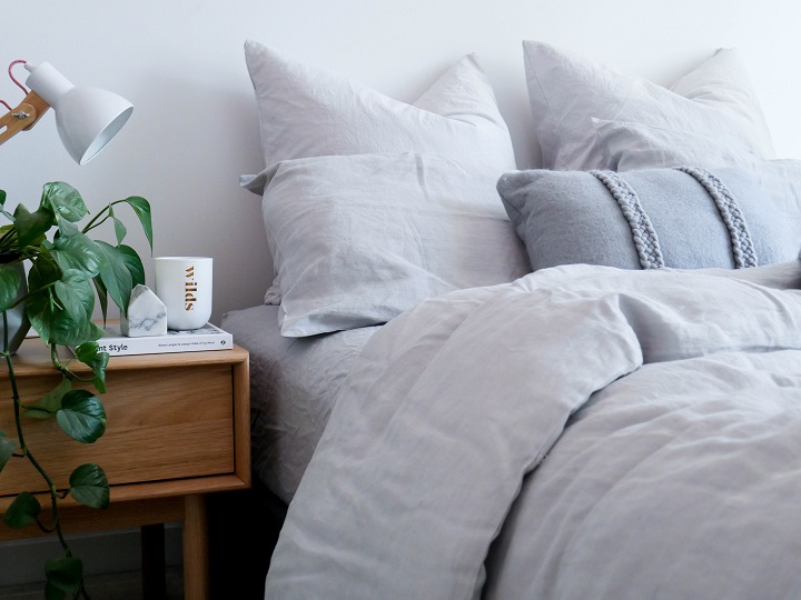 Styled and Photographed by DOT + POP - Fog 100% flax linen bedding set