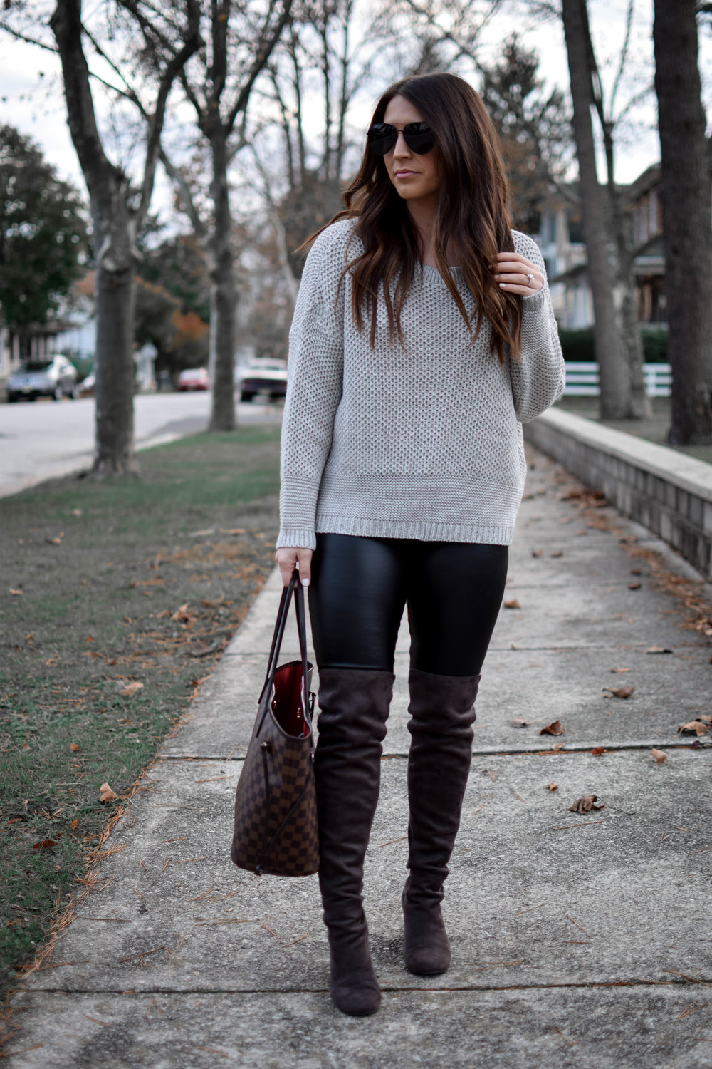 Faux Leather Leggings + Lace Up Sweater | Pine Barren Beauty