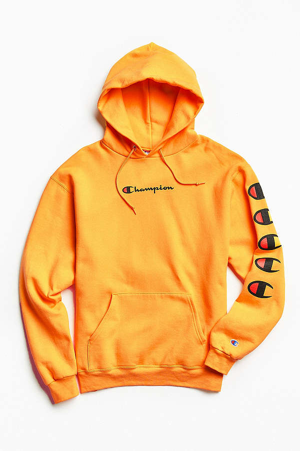 orange champion hoodie mens