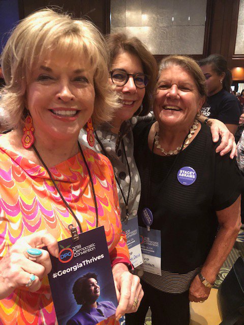  Three committed friends sharing excitement for the Georgia ticket headed by Stacey Abrams and Sarah Riggs Amico — two women who will make history and positive change for all Georgians.  #gapol   #GAGov   #Vote  