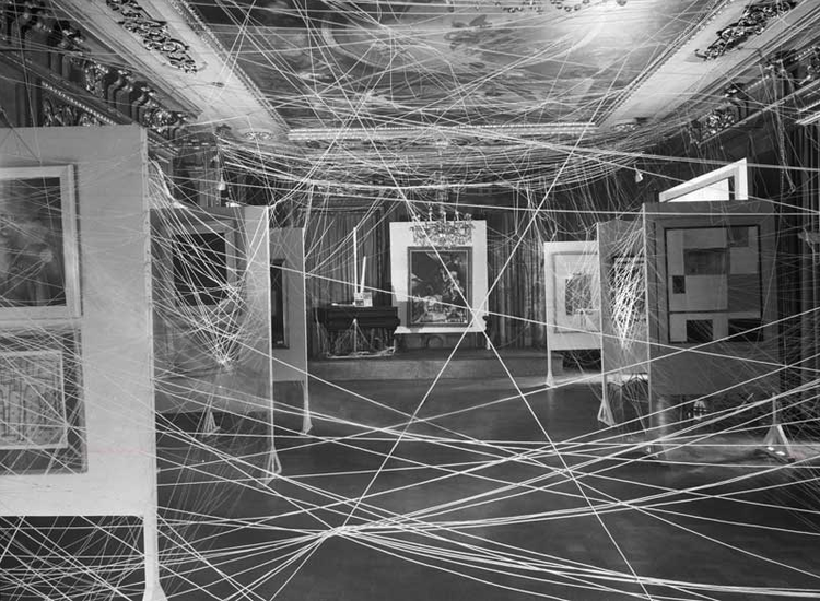 John D. Schiff, Installation view of First Papers of Surrealism exhibition, showing Marcel Duchamp’s His Twine 1942, Gelatin silver print. Gift of Jacqueline, Paul and Peter Matisse in memory of their mother Alexina Duchamp. Philadelphia Museum of Art