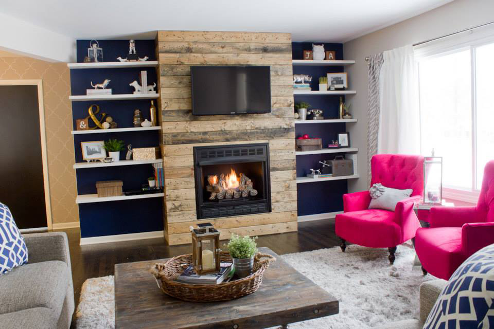 Looking for that ever so popular rustic look but don’t know how or where to  get genuine reclaimed boards? We were able to build a reclaimed wood  fireplace surround for under $100!  Here’s how we did it!
