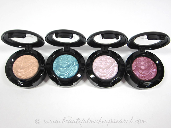 MAC Extra Dimension Eye Shadow A Natural Flirt, Divine Blue, Ready to Party, Stylishly Merry