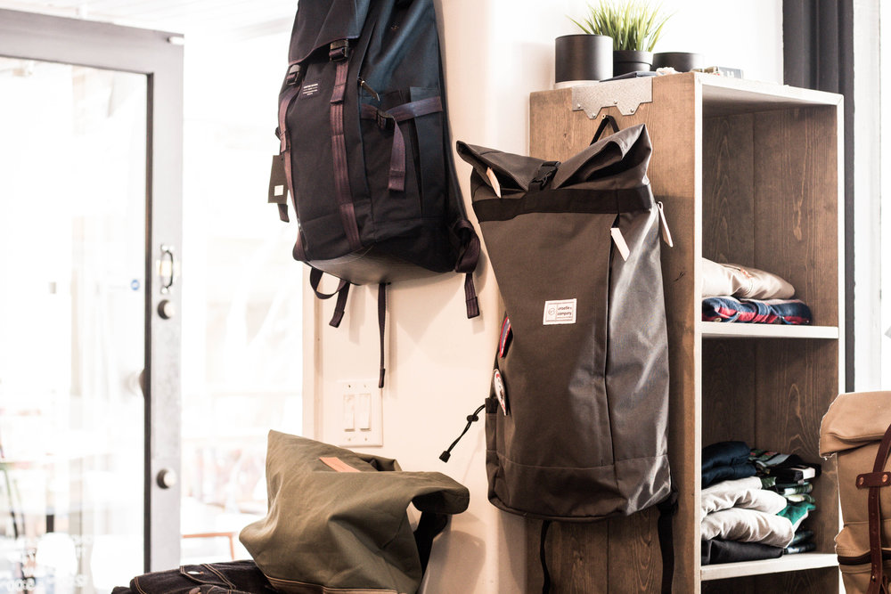  The Slate Gray Commuter Roll Top Backpack displayed at Lone Flag 