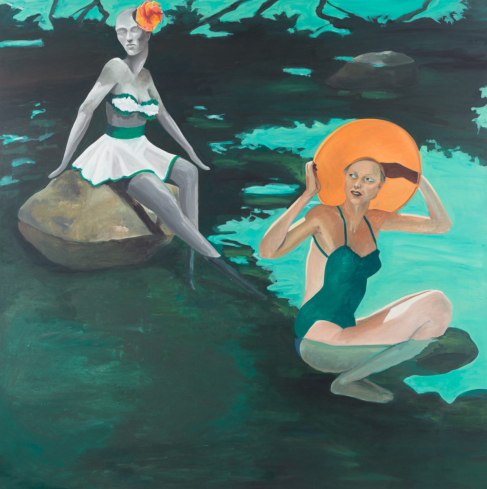 Women in Water (A Question of Fashion), 1980. Oil on Canvas. 90 x 90 in. (229 x 229 cm.)