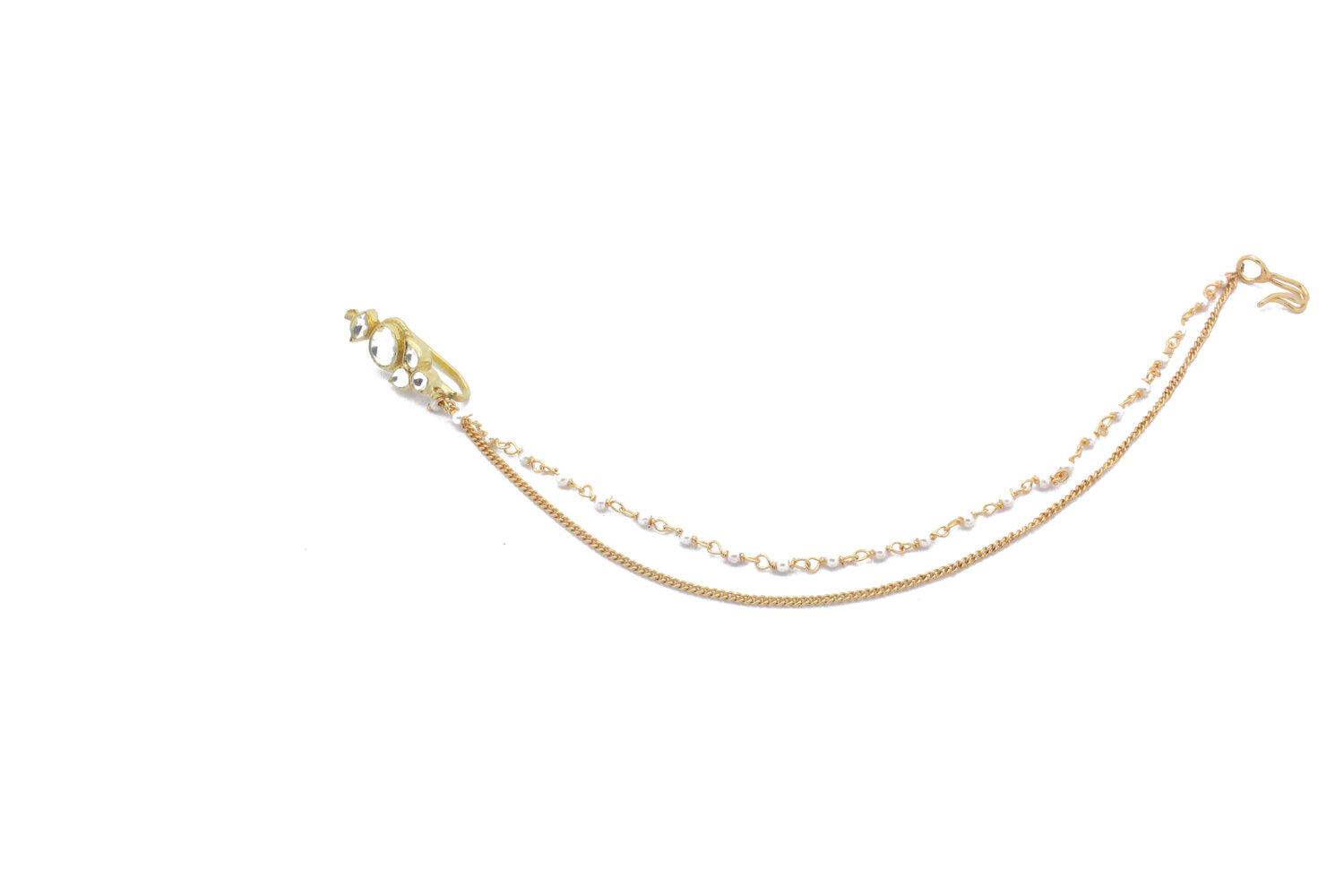 Gold Silver Kundan Nose Piece Nose Chain — Glimour Jewellery