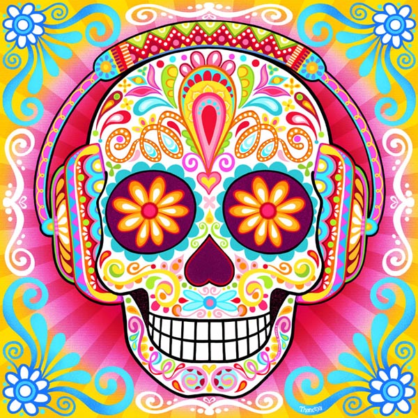 Colorful Sugar Skull Art by Thaneeya