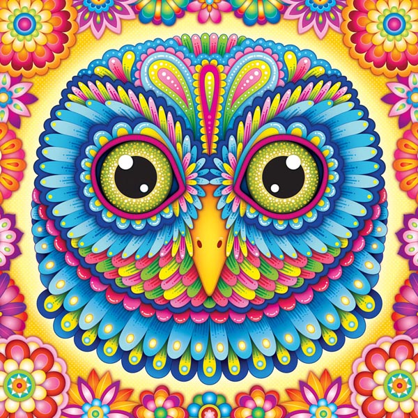 Colorful Owl Art by Thaneeya