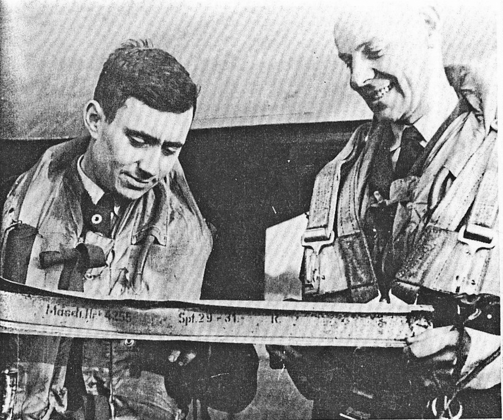 Pepper and J.H. Toone (right) were honoured for shooting down three enemy aircraft on a single night in the fall of 1942.
