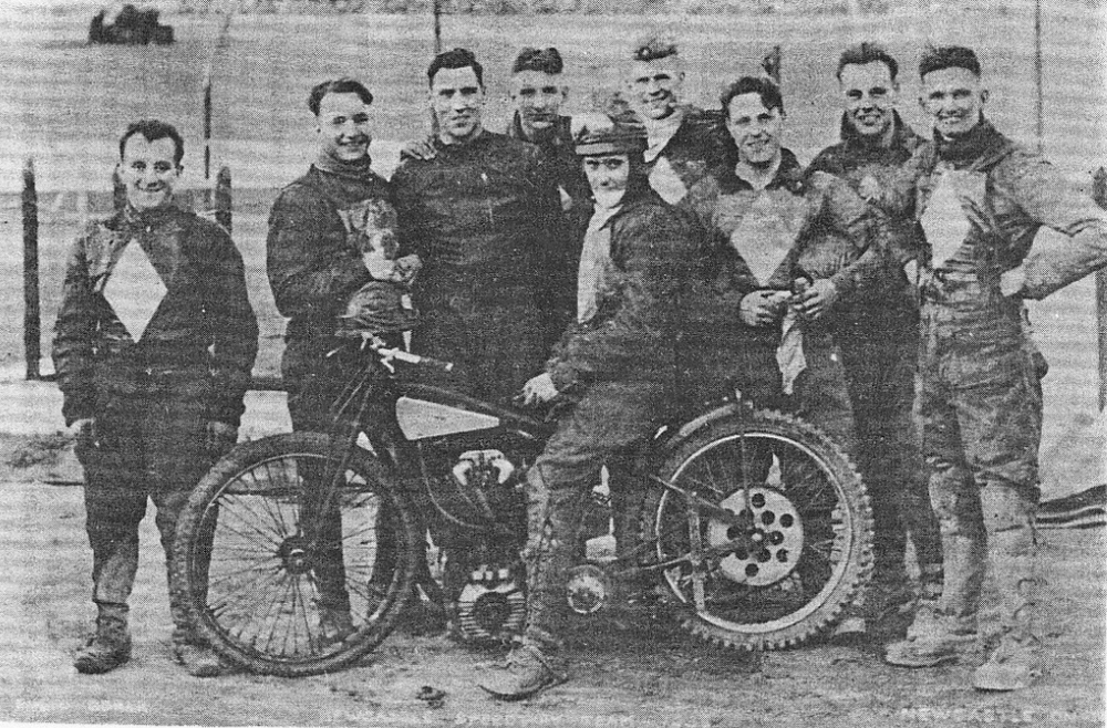 As captain of the Newcastle Speedway team, Pepper (on bike) led the squad to the Division Two title in 1938.