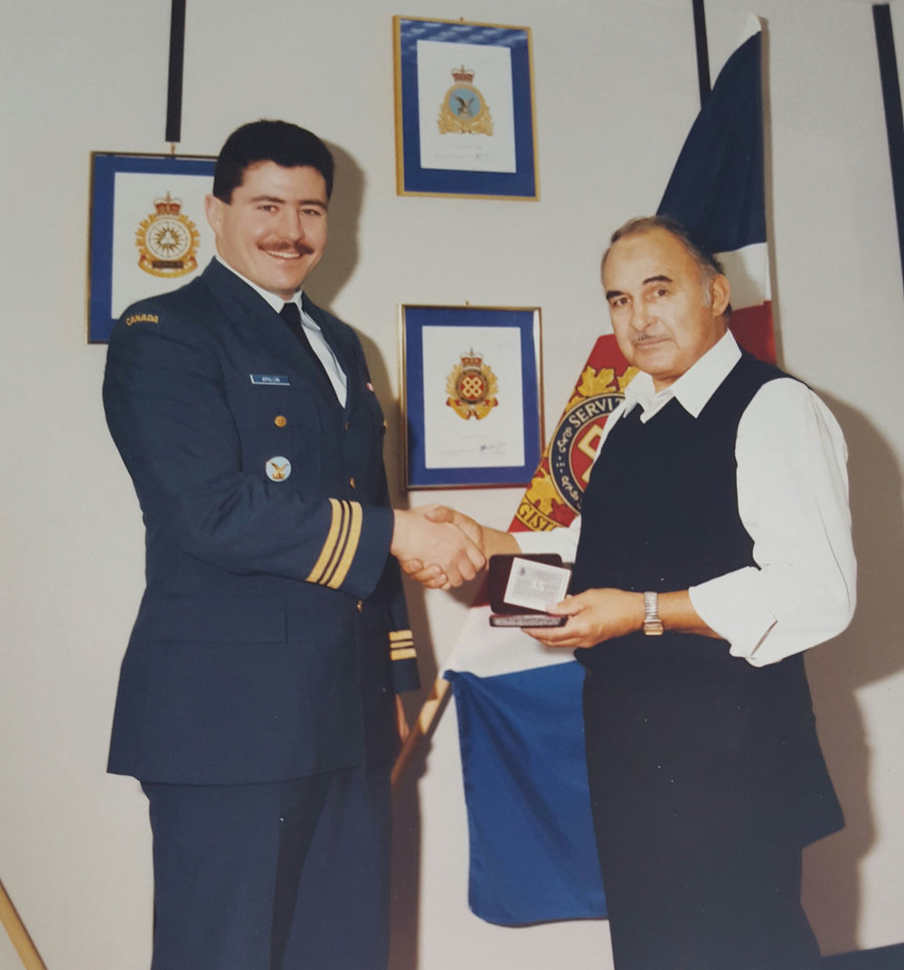 Pearson (left) spent 20 years in the military and then another 20 years as a civil servant at 8-Wing Trenton. Photo courtesy the Pearson Family
