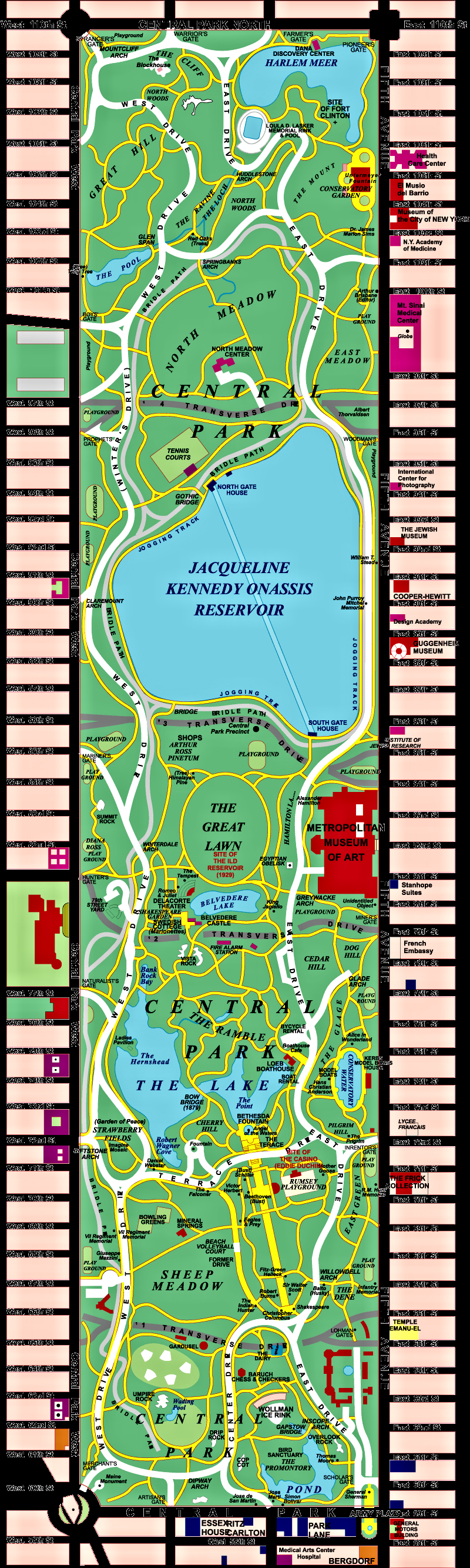central park new york map