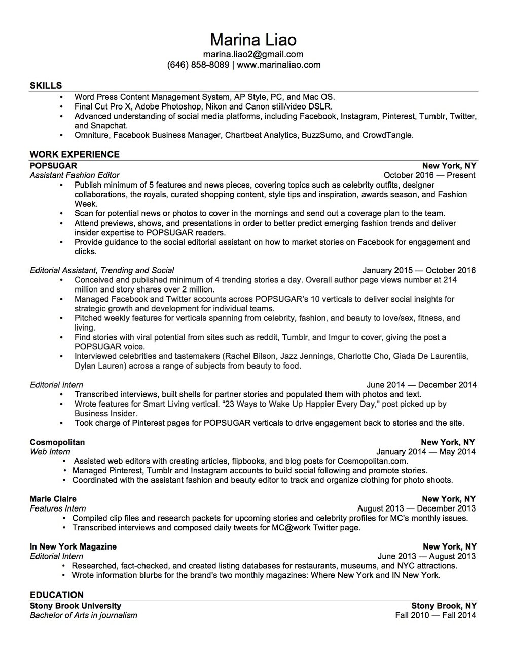 Editorial researcher resume