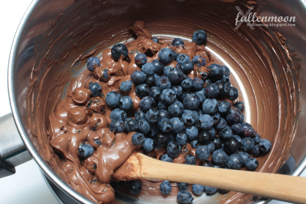 blueberries in melted chocolate