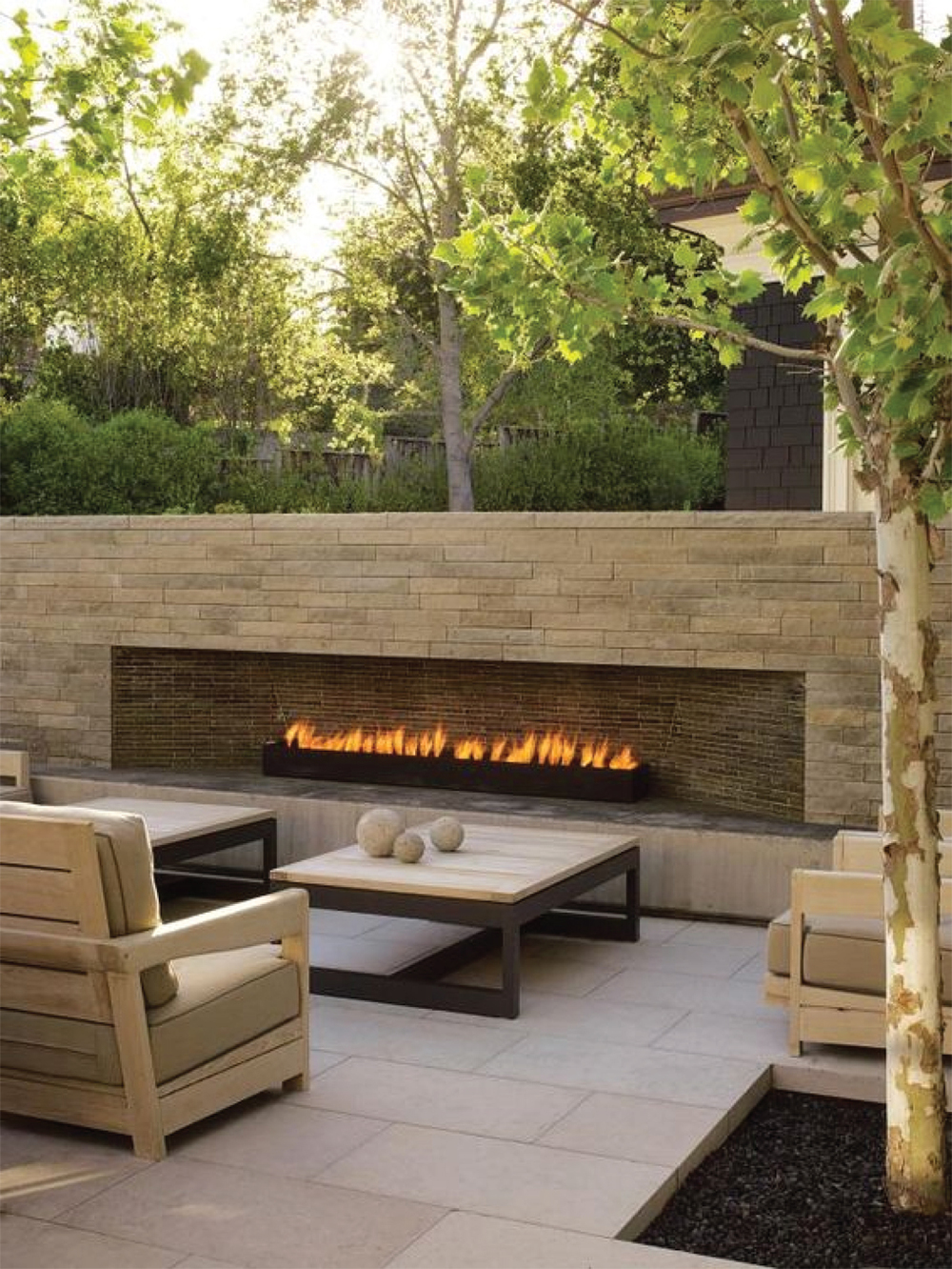 on trend: outdoor fireplaces — Akin Design Studio
