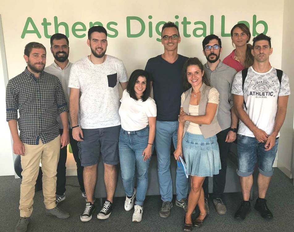  The Athens Digital Lab teams, with San Fransisco-based tech coach, Christos Kritikos. 