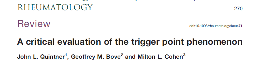 A critical evaluation of the trigger point phenomenon 