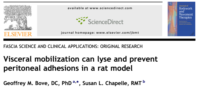  Visceral mobilization can lyse and prevent peritoneal adhesions in a rat model  