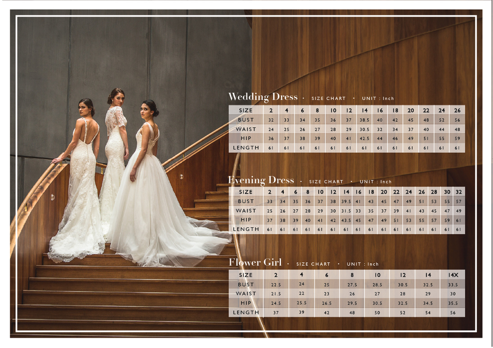 Wedding Dress Sizes Chart