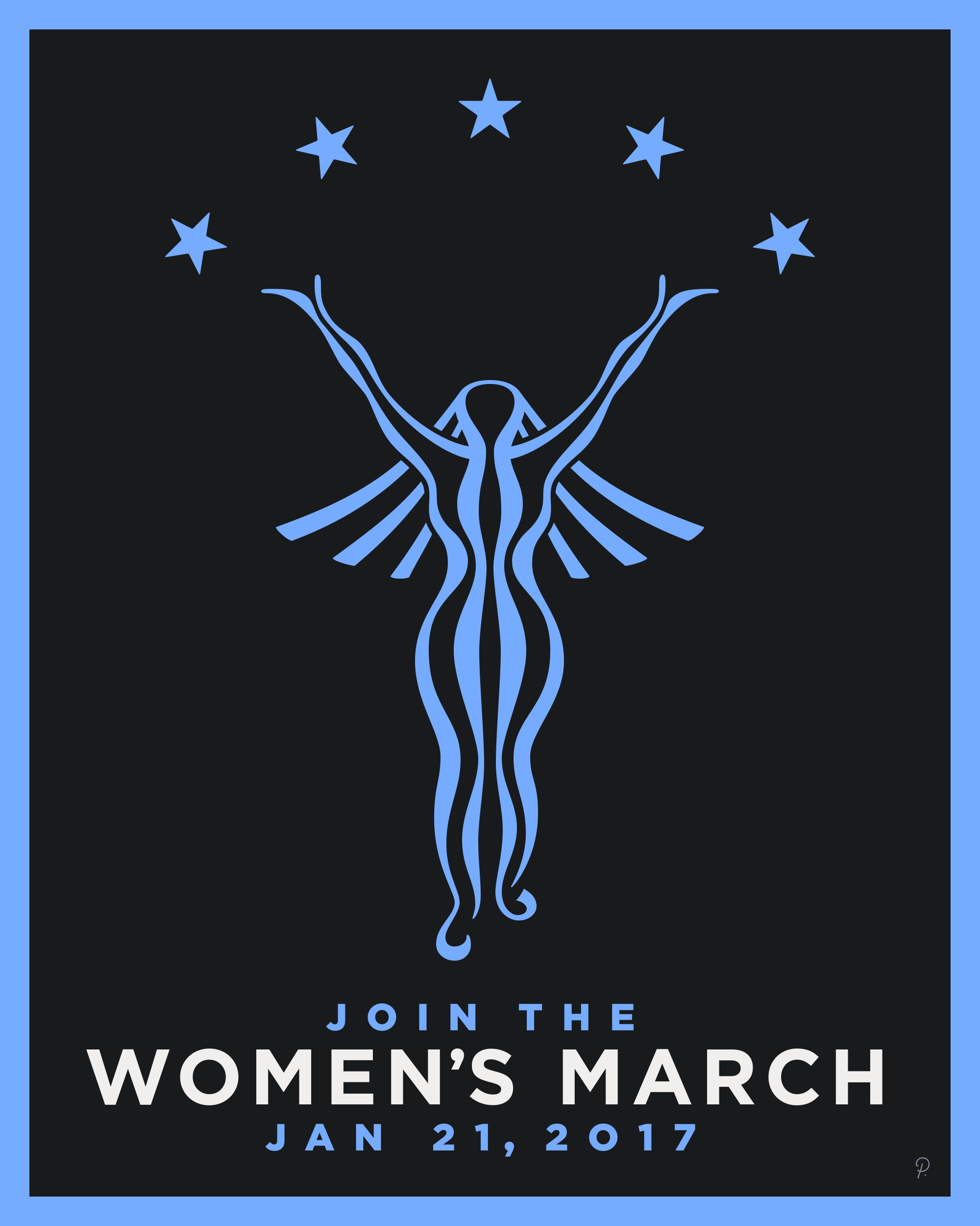 Black-Blue Women's March Poster