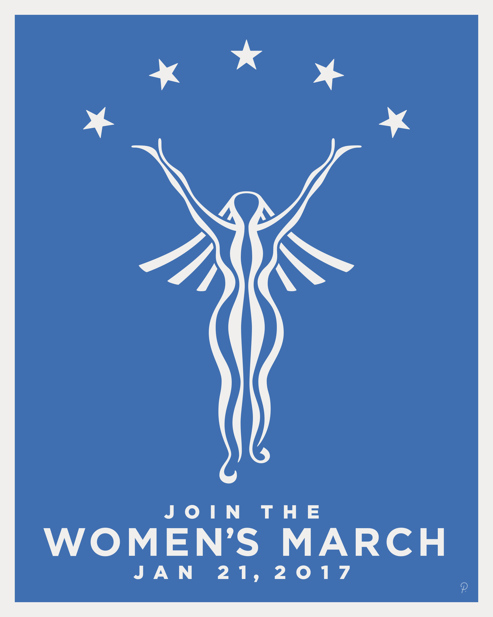 Solid Blue Women's March Poster