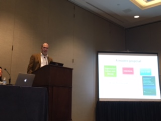  David Mandell presenting during the panel session "Towards causal theory in implementation science: The next frontier" at the 10th Annual Conference on the Science of Dissemination and Implementation in Health in Arlington, VA in December 2017. 