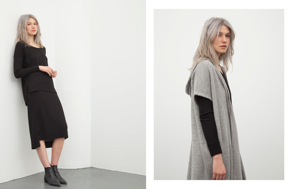 sally pullover: black / kayla skirt: black /&nbsp;marybeth hoodie: grey 
