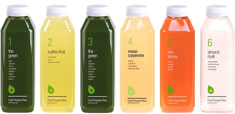   Level 1 Level 1 is recommended for first time cleansers. This level has the largest taste variety and is a great way to get to know our juices. Level 1 consists of two green juices, one a-phro-fruit, one mexi-cayenne, a zen-ahoria, and an almond mylk. Each cleanse includes six 16 oz. juices    