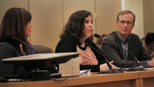 The Interim Director of the Joint Office of Homeless Services, Marc Jolin (right), presented at Thursday's board meeting with Multnomah County's Chief Operating Officer, Marissa Madrigal, and the City of Portland's Shannon Callahan.