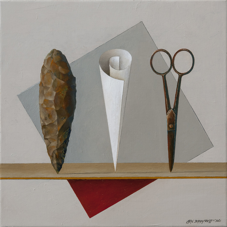 Stone, Paper, Scissor II, oil on canvas, 46x46cm