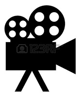 Black icon of a movie camera