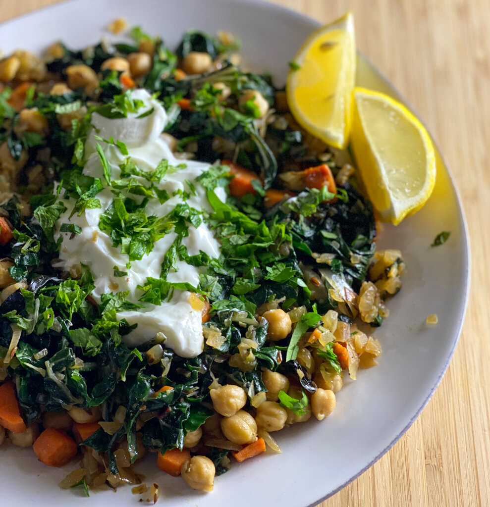 Ottolenghi's Chickpeas and Swiss Chard with Yogurt