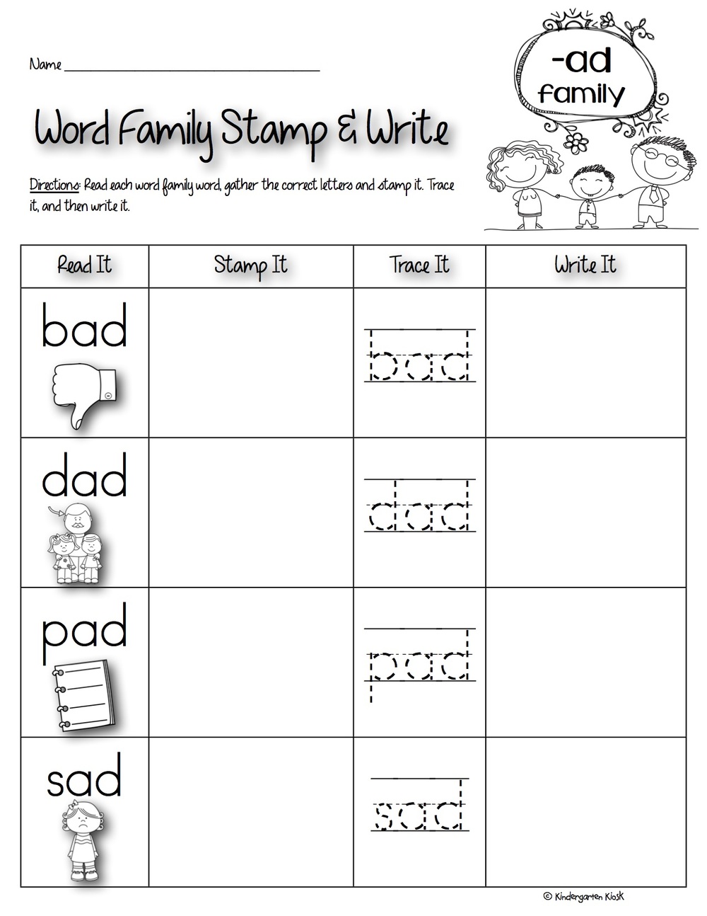 Phonics Prep: Word Family Worksheets — Kindergarten Kiosk