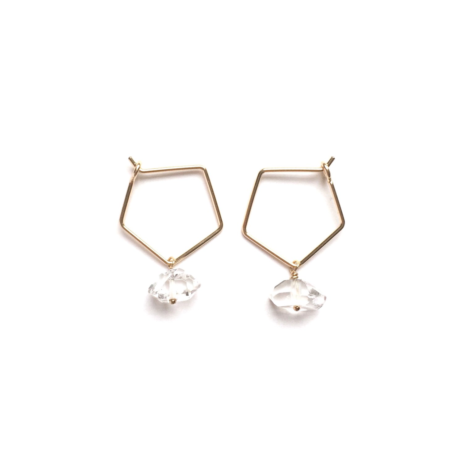 Goldeluxe Jewelry — Mini Geo Hoops with Herkimer Diamonds