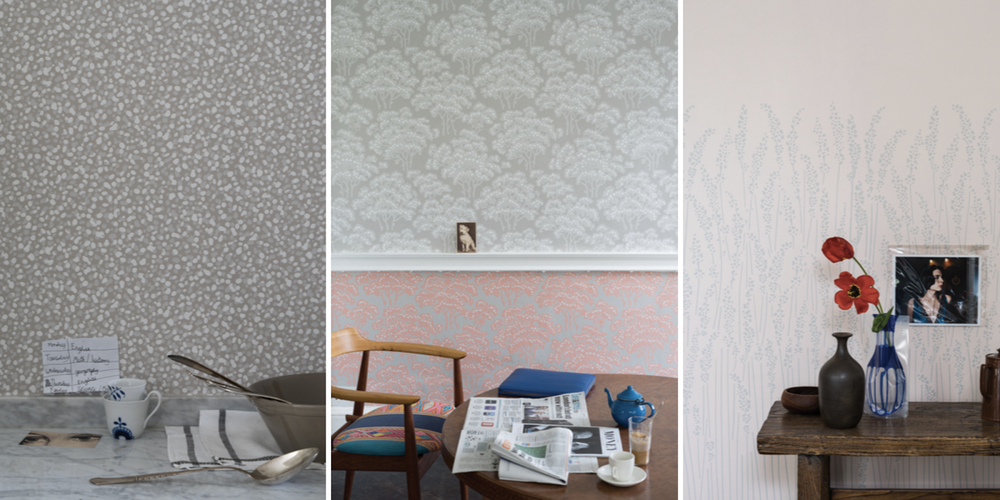 Country inspired Farrow and Ball wallpaper for the living room ››