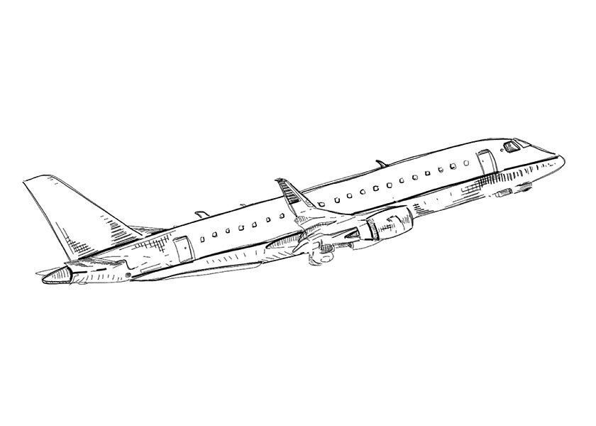 airplane taking off drawing