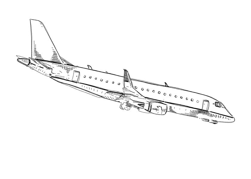 airplane landing drawing