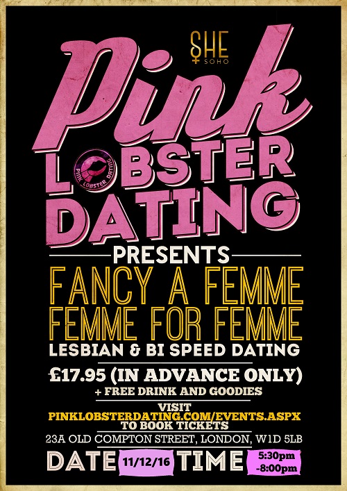 London's Christmas Fancy a Femme for lesbians, bisexuals and women who like women in SHE Soho, London